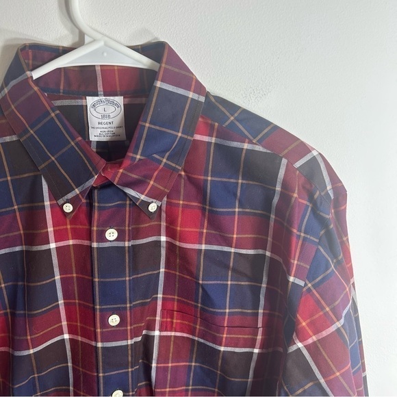 Brooks Brothers Regent Plaid Button Down Shirt Large Red Blue Men’s - Picture 4 of 8